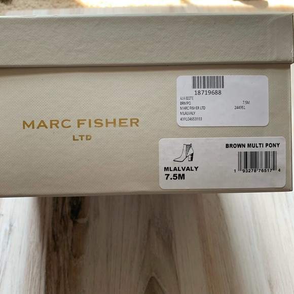 Marc Fisher Alva Calf Hair Brown Heeled Bootie 7.5 - Picture 7 of 11
